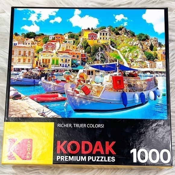 Kodak 1000 Piece Puzzle Symi Boats In The Harbor Greece - Picture 1 of 8